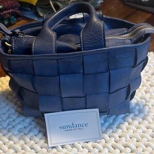 Sundance Blue Woven Leather Bag